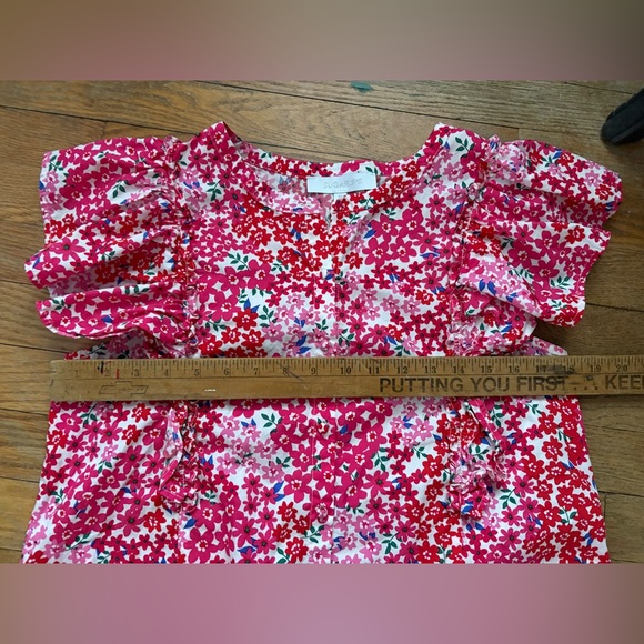 Sugar Lips Pink & Red Floral Ruffle Sleeve Button Up Blouse Size Medium - Picture 5 of 7